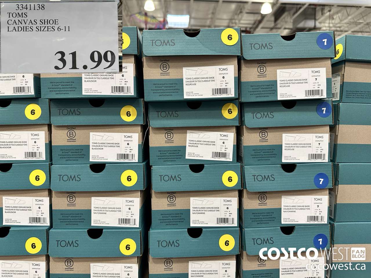 3341138 TOMS CANVAS SHOE LADIES SIZES 6-11 $31.99