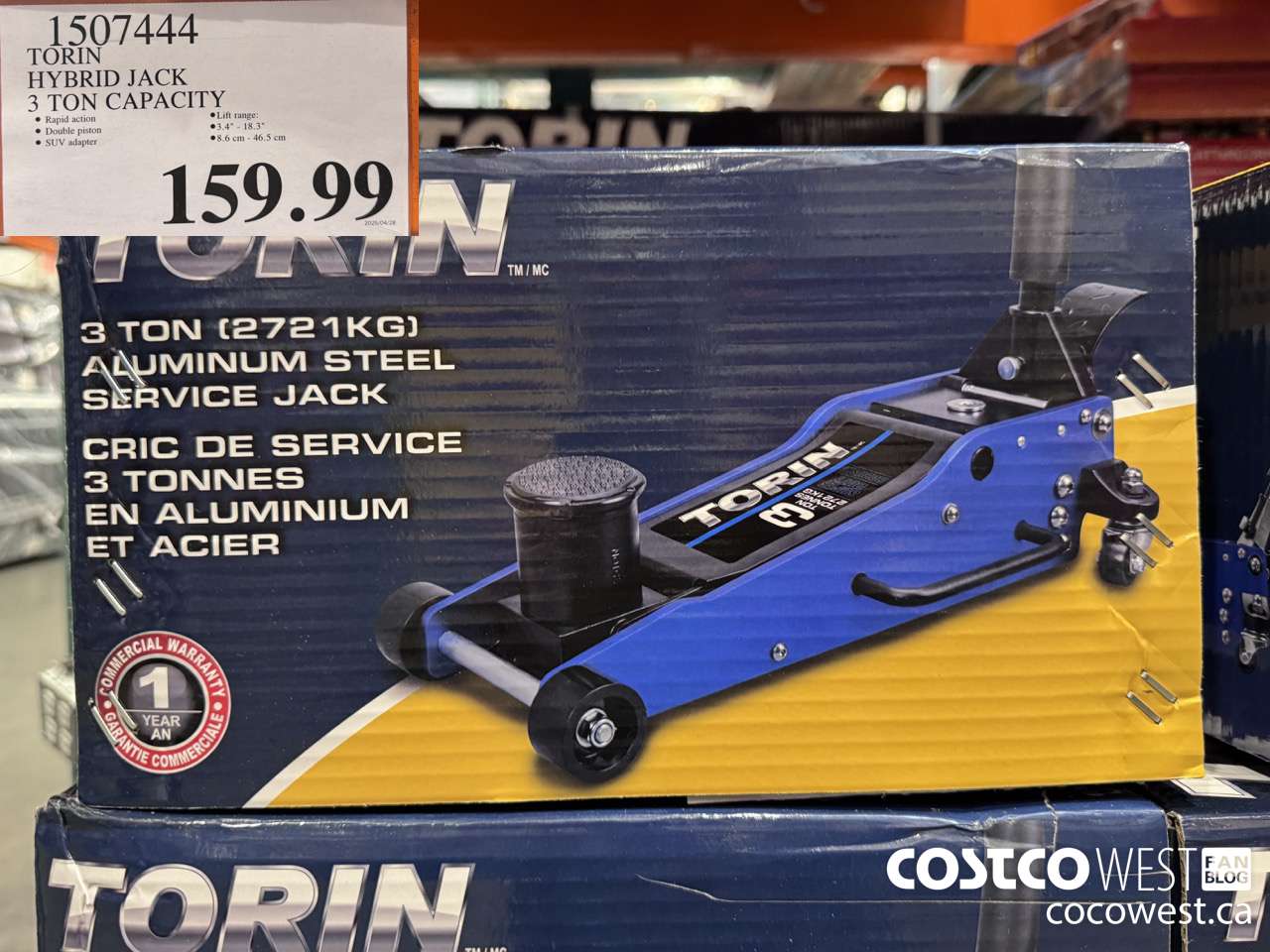 1507444 TORIN 3 TON HYBRID JACK LOW PROFILE $159.99