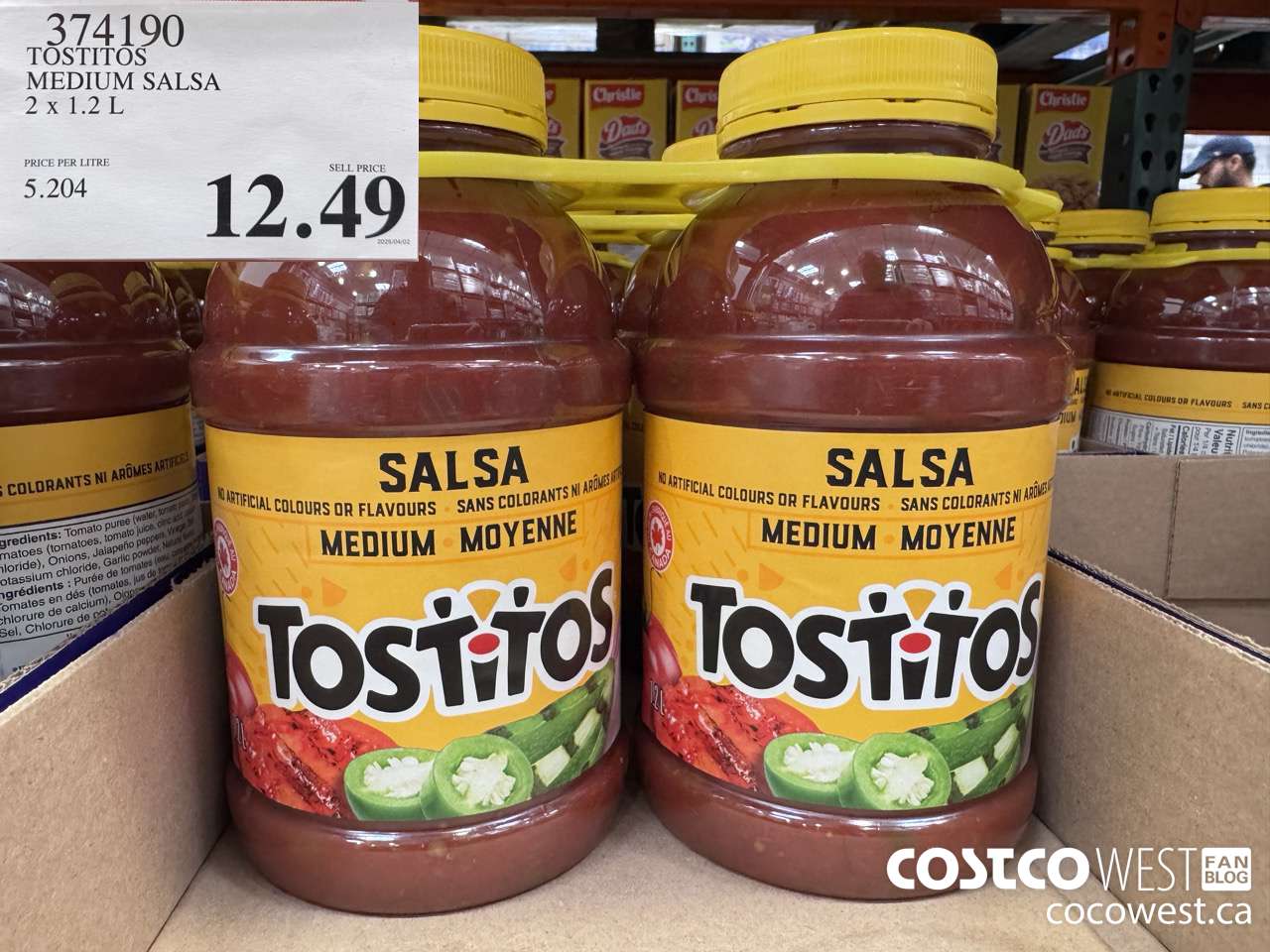 374190 TOSTITOS MEDIUM SALSA 2 X 1.2 L $12.49