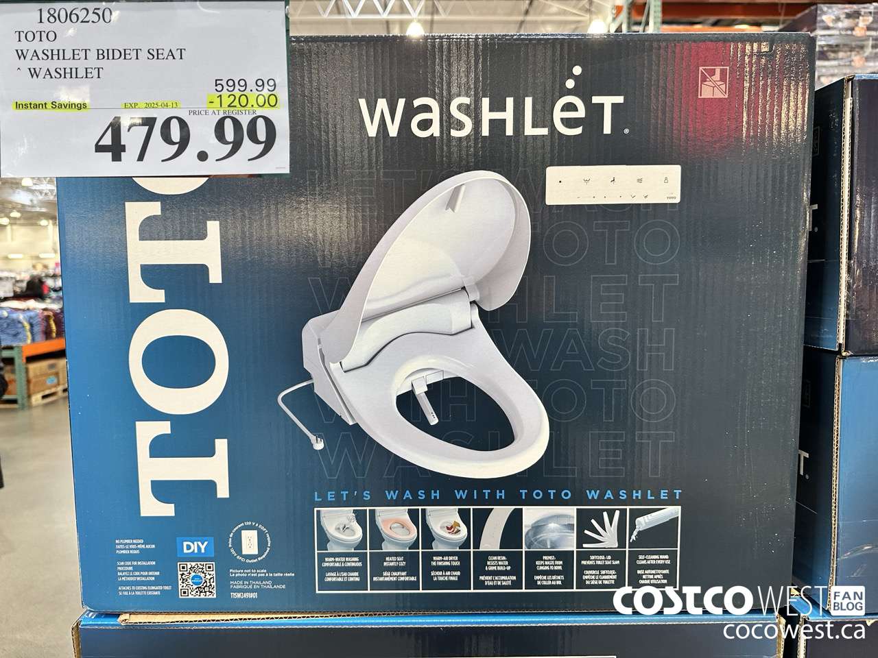 1806250 TOTO WASHLET BIDET SEAT WASHLET ($120.00 INSTANT SAVINGS EXPIRES ON 2025-04-13) $479.99