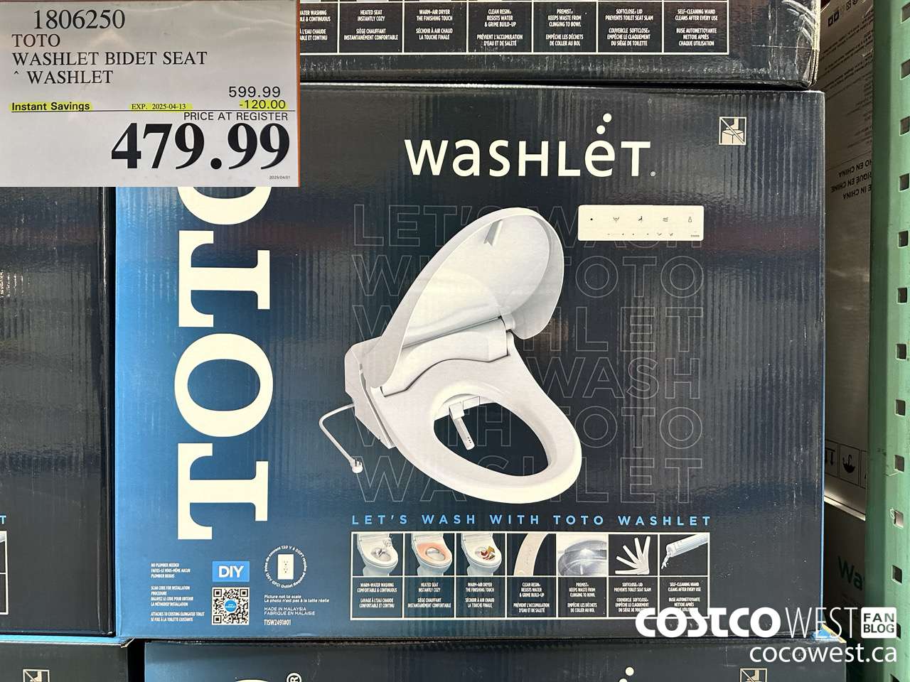 1806250 TOTO WASHLET BIDET SEAT WASHLET ($120.00 INSTANT SAVINGS EXPIRES ON 2025-04-13) $479.99