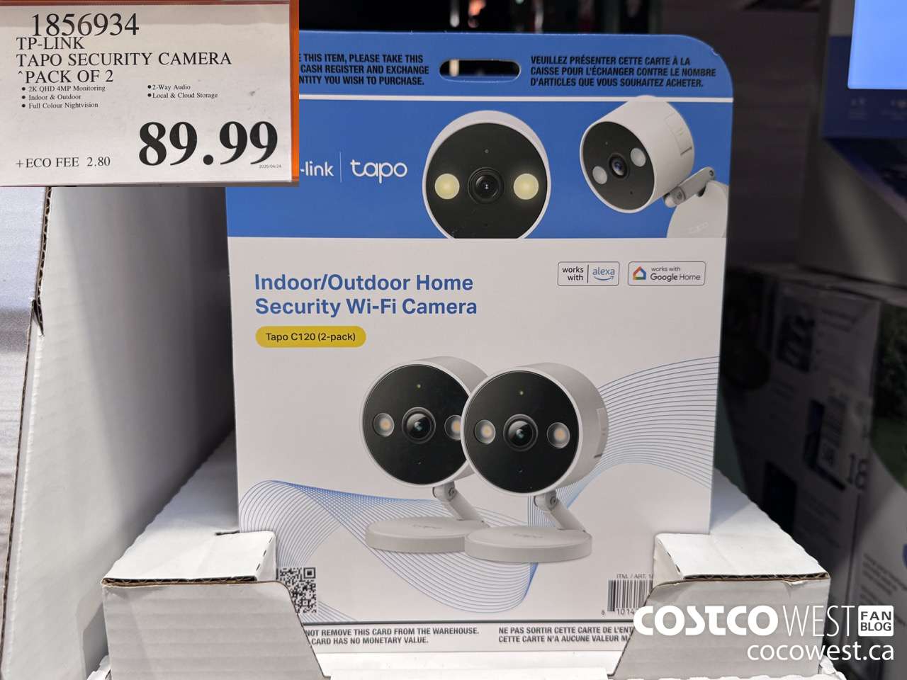 1856934 TP-LINK TAPO SECURITY CAMERA PACK OF 2 $89.99