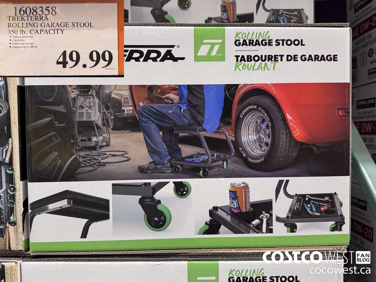 1608358 TREKTERRA ROLLING GARAGE STOOL 350LB CAPACITY $49.99