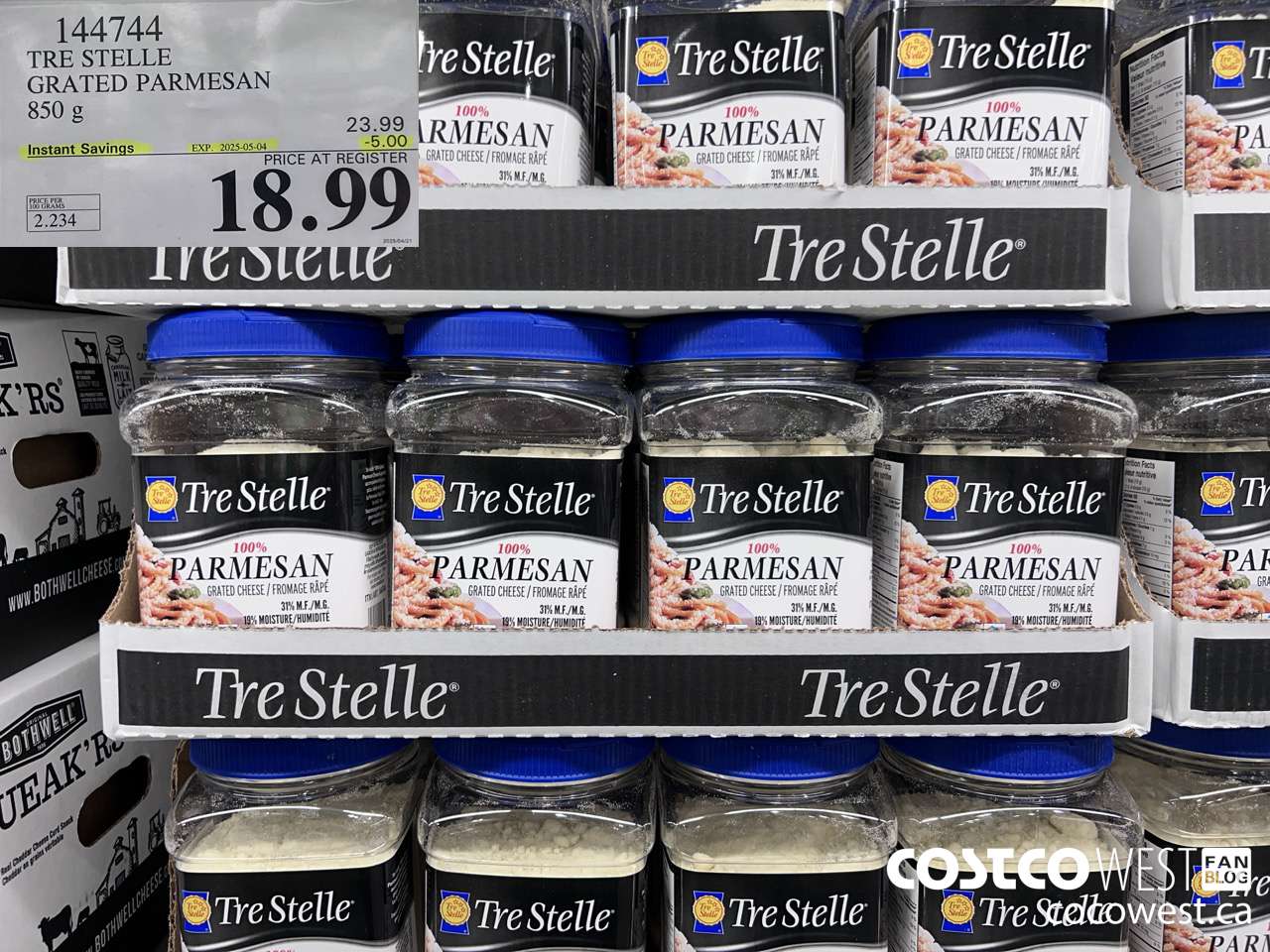 144744 TRE STELLE GRATED PARMESAN 850 g ($5.00 INSTANT SAVINGS EXPIRES ON 2025-05-04) $18.99