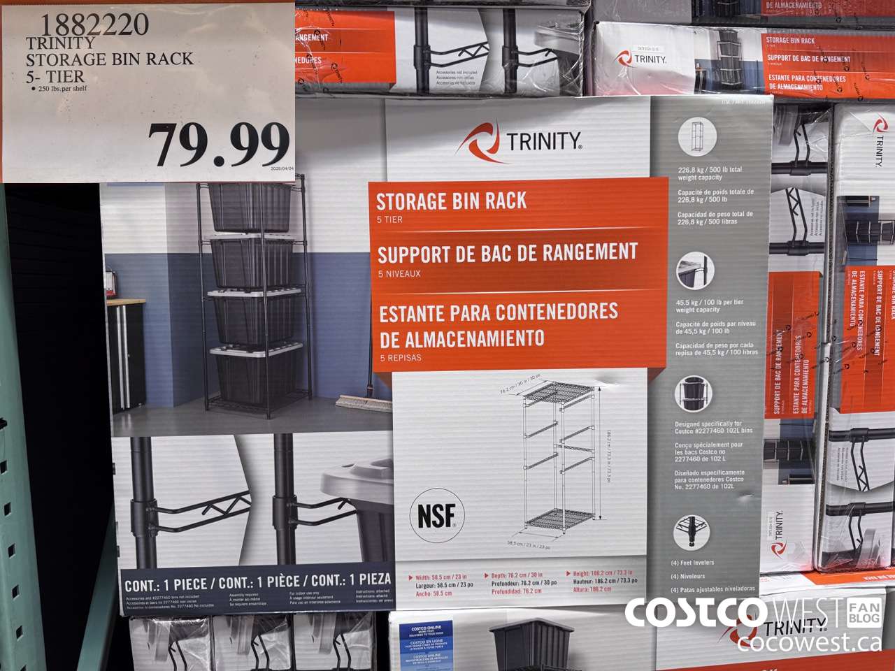 1882220 TRINITY STORAGE BIN RACK 5-TIER $79.99