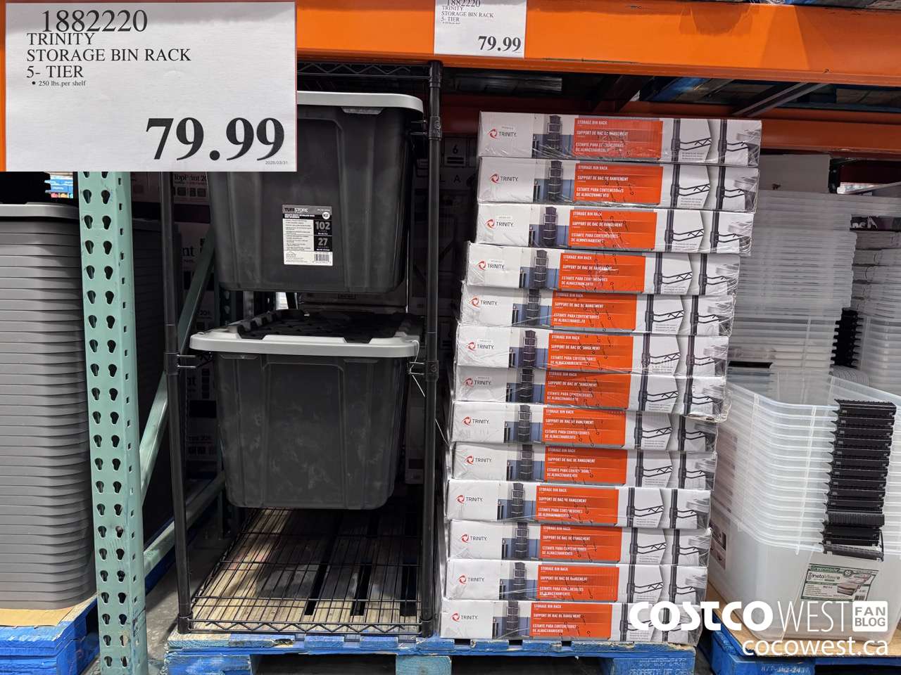 1882220 TRINITY STORAGE BIN RACK 5-TIER $79.99