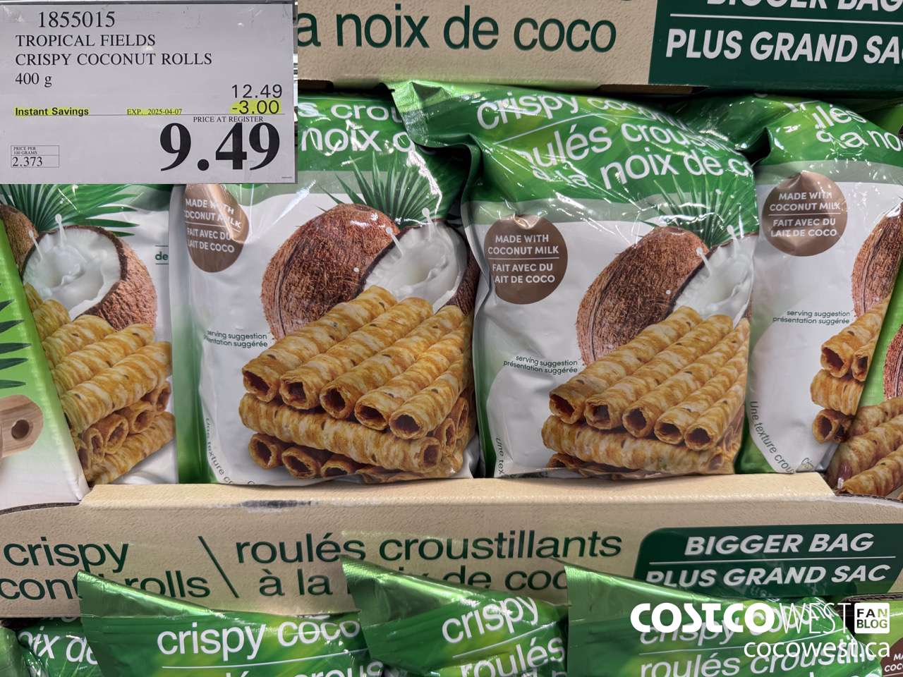 1855015 TROPICAL FIELDS CRISPY COCONUT ROLLS 400GM ($3.00 INSTANT SAVINGS EXPIRES ON 2025-04-07) $9.49