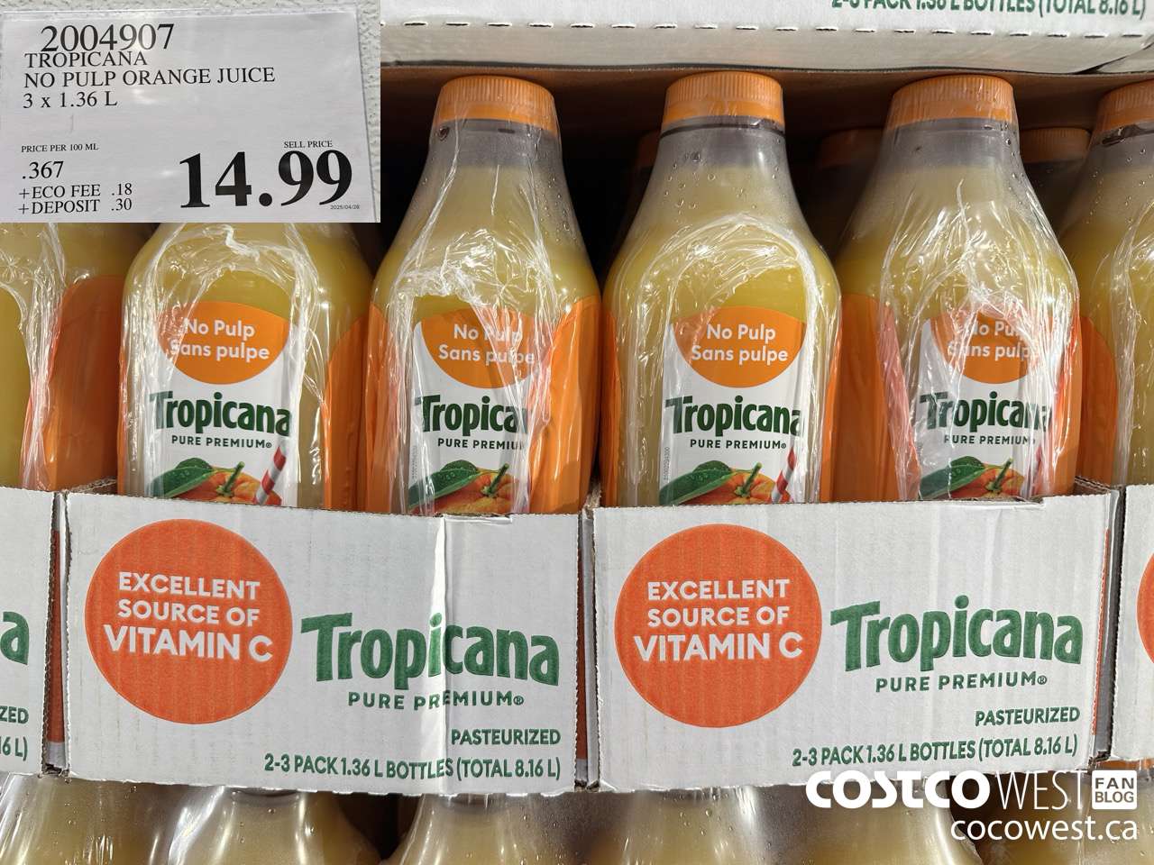 2004907 TROPICANA NO PULP ORANGE JUICE 3 X 1.36L $14.99