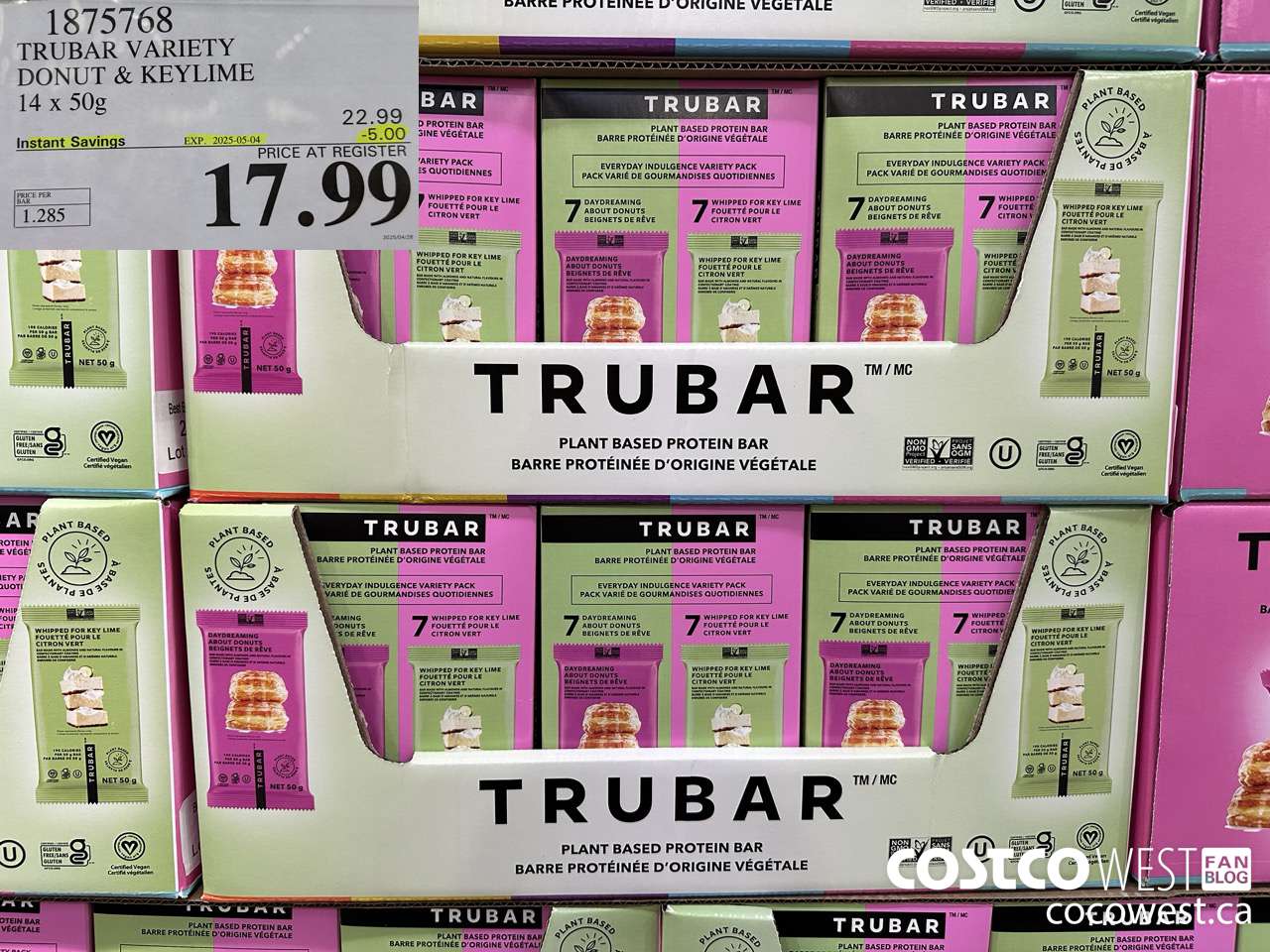 1875768 TRUBAR VARIETY DONUT & KEYLIME 14 X 50G ($5.00 INSTANT SAVINGS EXPIRES ON 2025-05-04) $17.99