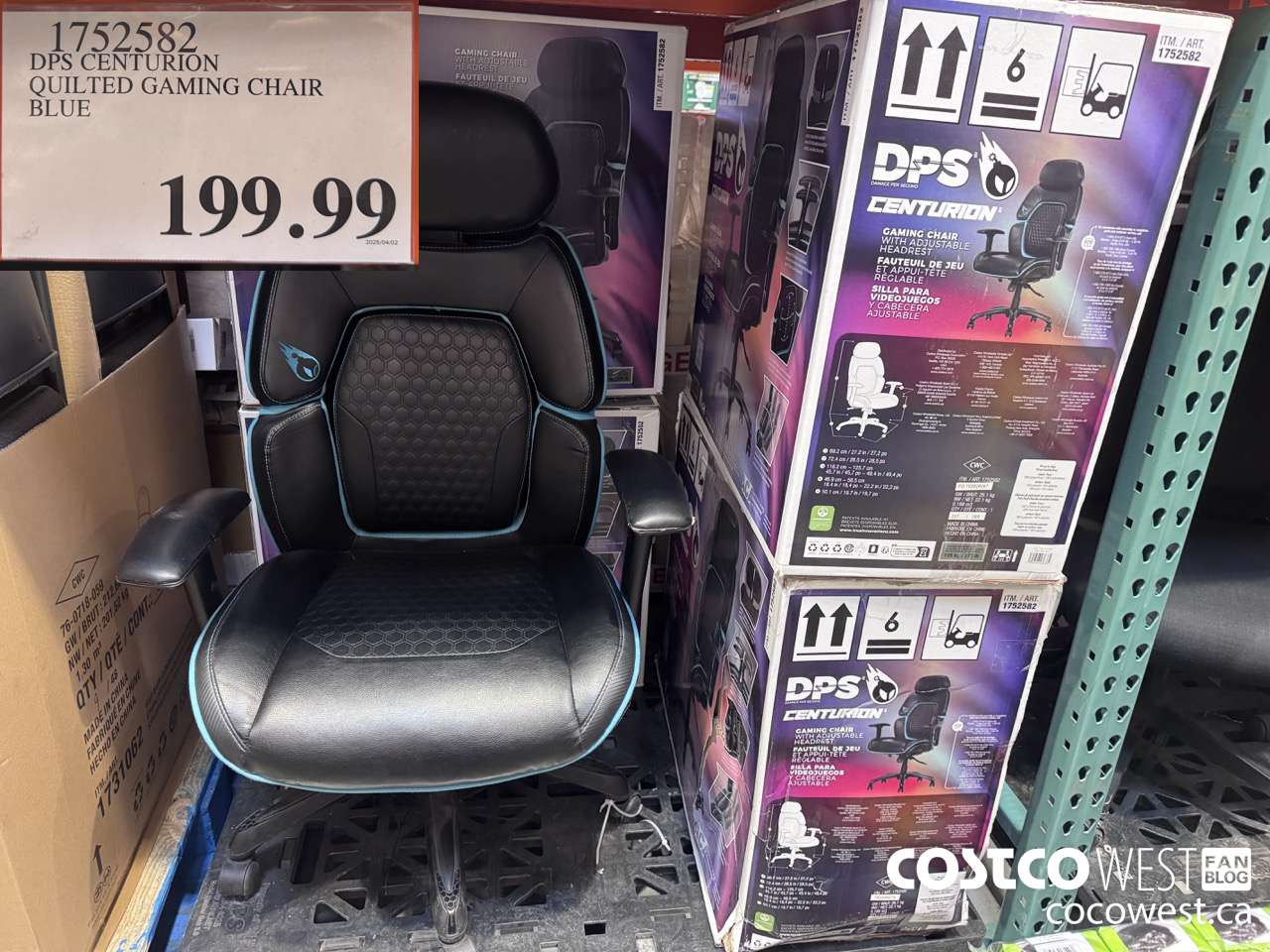 1752582 TRUE INNOVATIONS QUILTED GAMING CHAIR BLUE $199.99