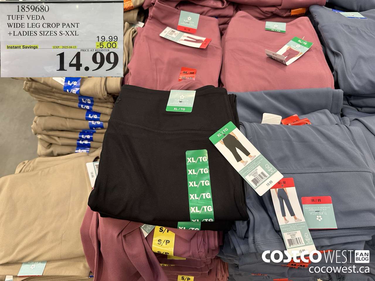 1859680 TUFF VEDA WIDE LEG CROP PANT LADIES SIZES S-XXL ($5.00 INSTANT SAVINGS EXPIRES ON 2025-04-13) $14.99