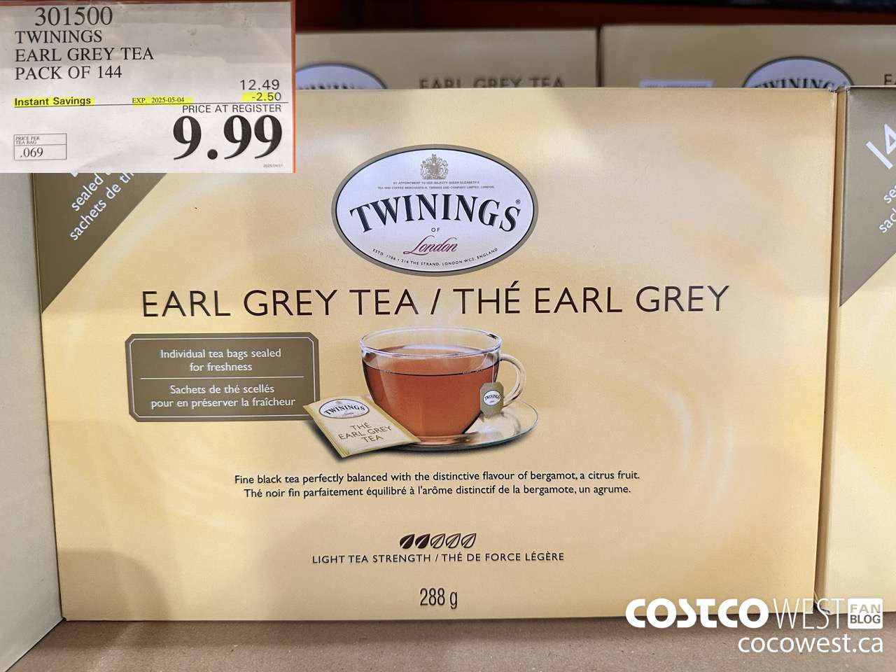 301500 TWININGS EARL GREY TEA 144 COUNT ($2.50 INSTANT SAVINGS EXPIRES ON 2025-05-04) $9.99