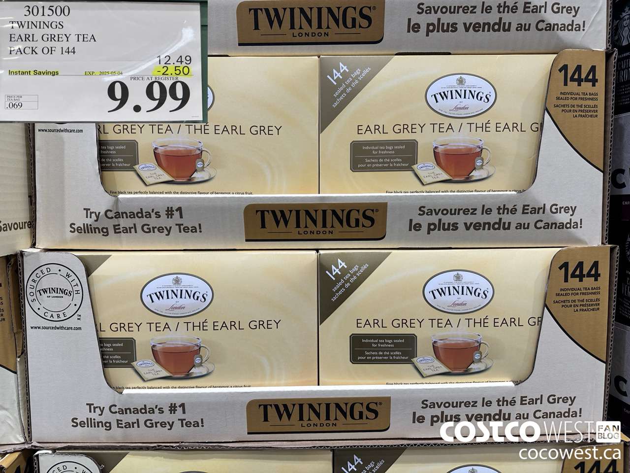 301500 TWININGS EARL GREY TEA 144 COUNT ($2.50 INSTANT SAVINGS EXPIRES ON 2025-05-04) $9.99