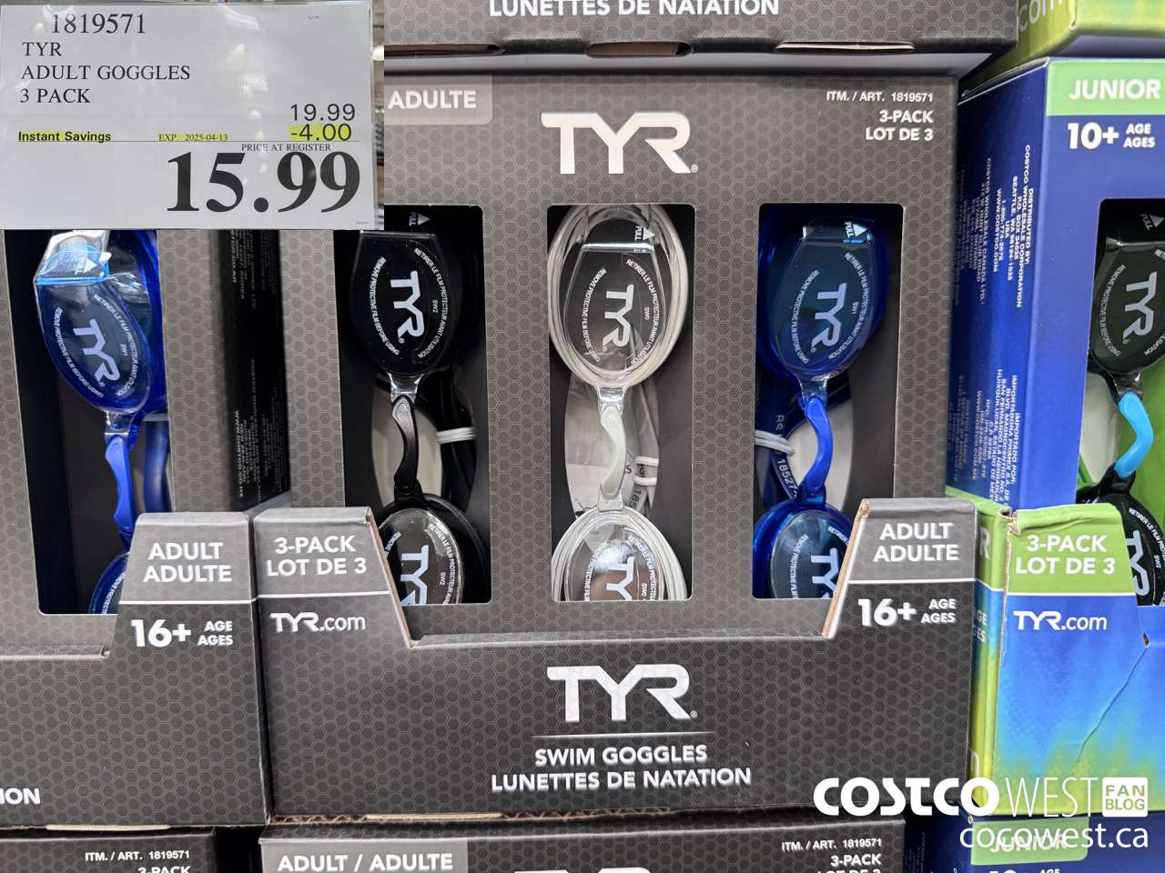 1819571 TYR ADULT GOGGLES 3 PACK ($4.00 INSTANT SAVINGS EXPIRES ON 2025-04-13) $15.99