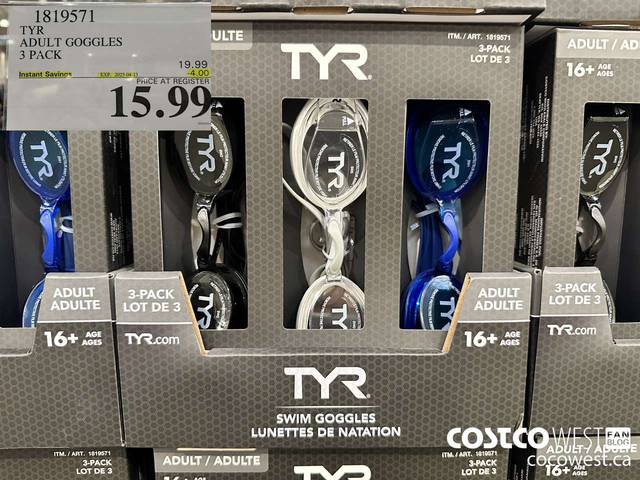 1819571 TYR ADULT GOGGLES 3 PACK ($4.00 INSTANT SAVINGS EXPIRES ON 2025-04-13) $15.99