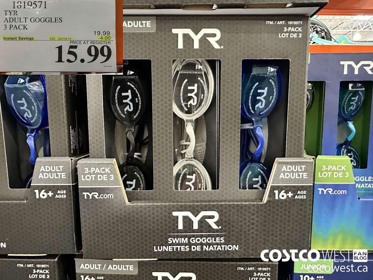 1819571 TYR ADULT GOGGLES 3 PACK ($4.00 INSTANT SAVINGS EXPIRES ON 2025-04-13) $15.99