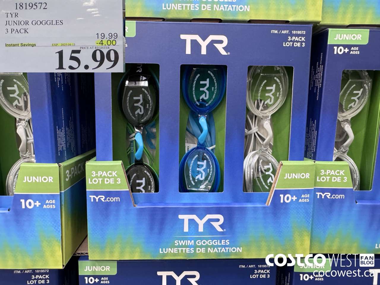 1819572 TYR JUNIOR GOGGLES 3 PACK ($4.00 INSTANT SAVINGS EXPIRES ON 2025-04-13) $15.99