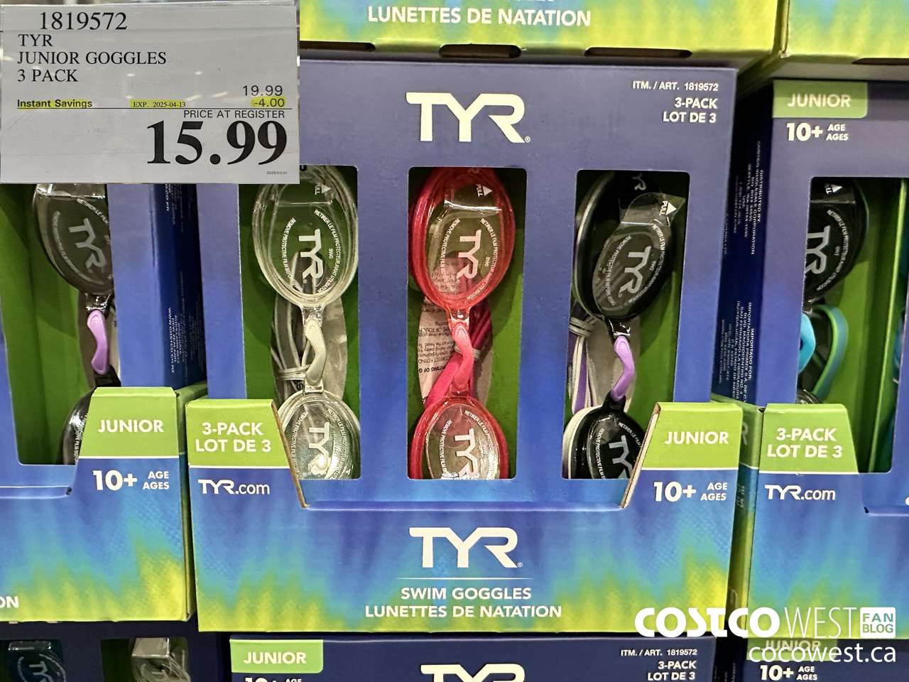 1819572 TYR JUNIOR GOGGLES 3 PACK ($4.00 INSTANT SAVINGS EXPIRES ON 2025-04-13) $15.99