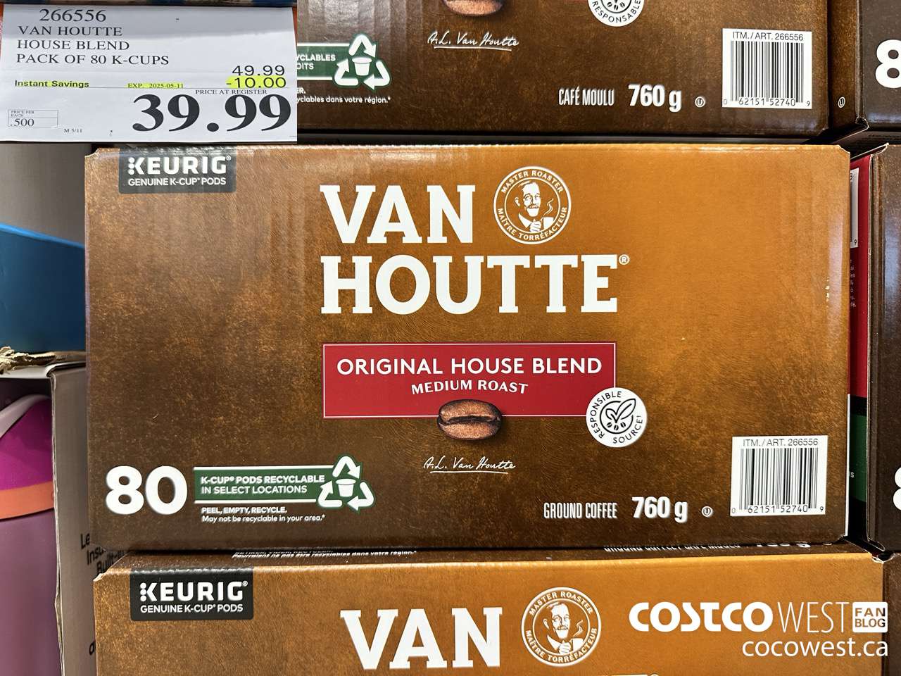 266556 VAN HOUTTE HOUSE BLEND K-CUPS 80 COUNT ($10.00 INSTANT SAVINGS EXPIRES ON 2025-05-11) $39.99