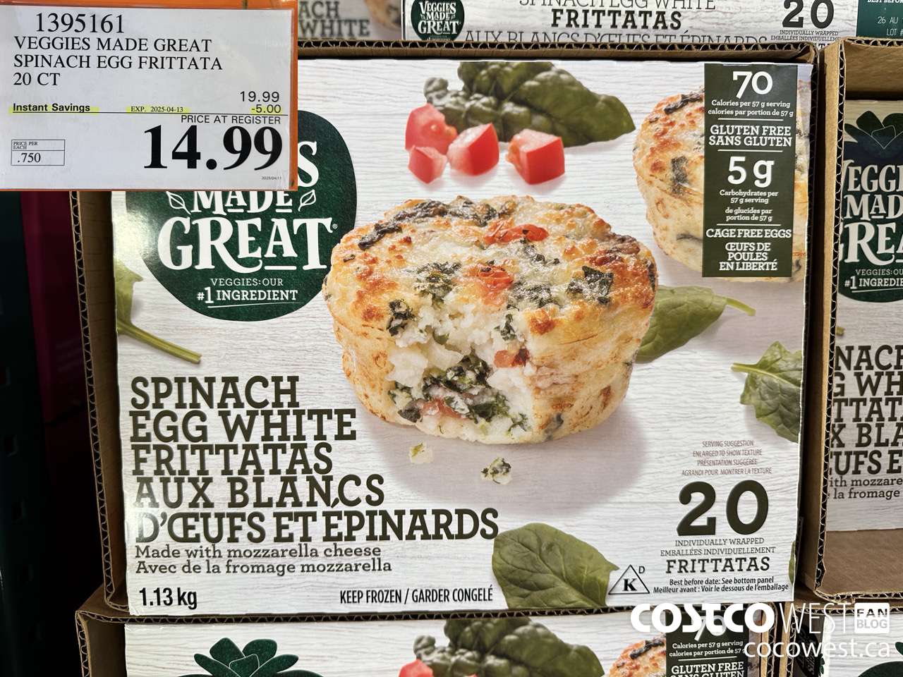 1395161 VEGGIES MADE GREAT SPINACH EGG FRITTATA 20 PK ($5.00 INSTANT SAVINGS EXPIRES ON 2025-04-13) $14.99