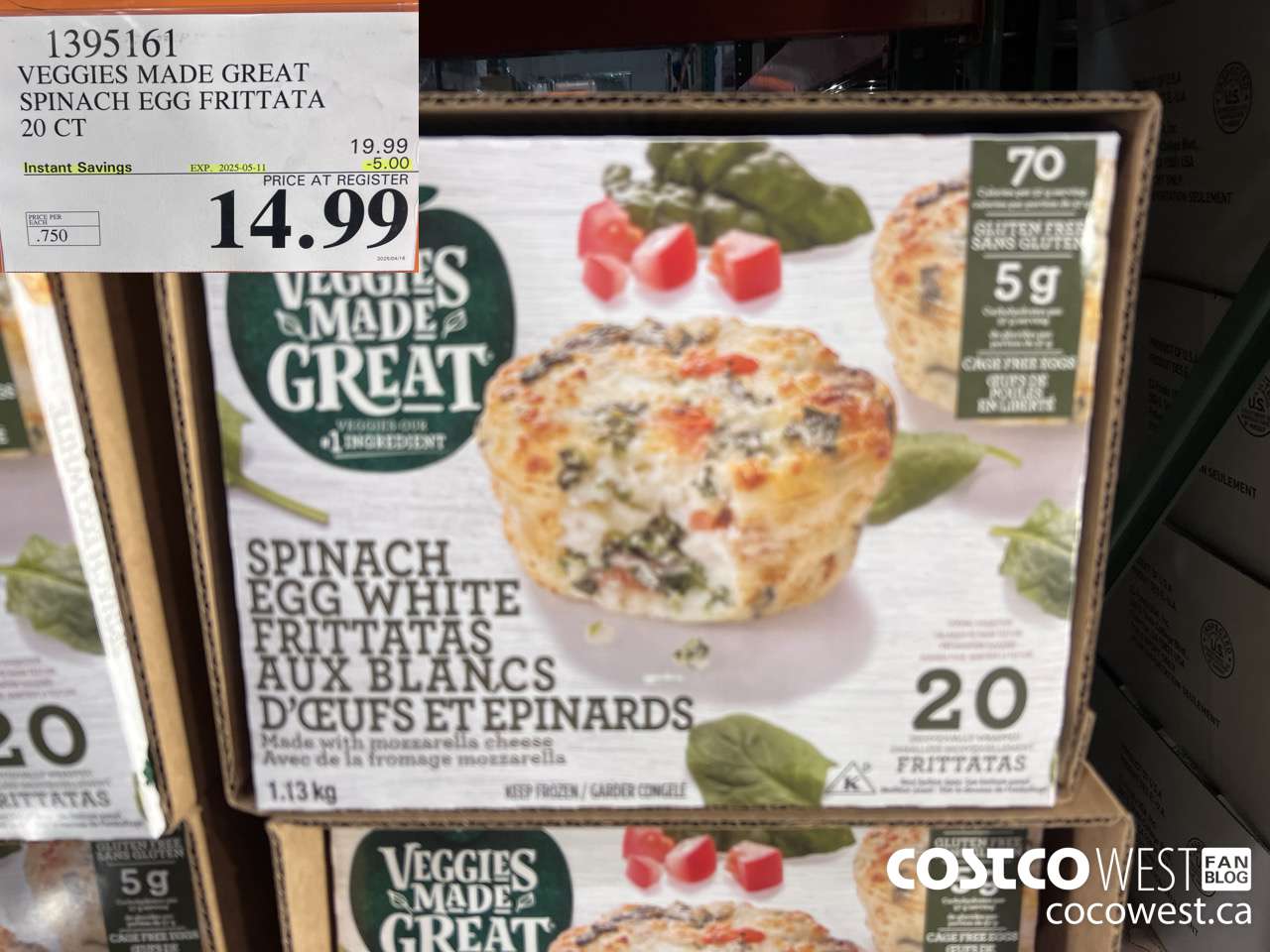 1395161 VEGGIES MADE GREAT SPINACH EGG FRITTATA 20 PK ($5.00 INSTANT SAVINGS EXPIRES ON 2025-05-11) $14.99