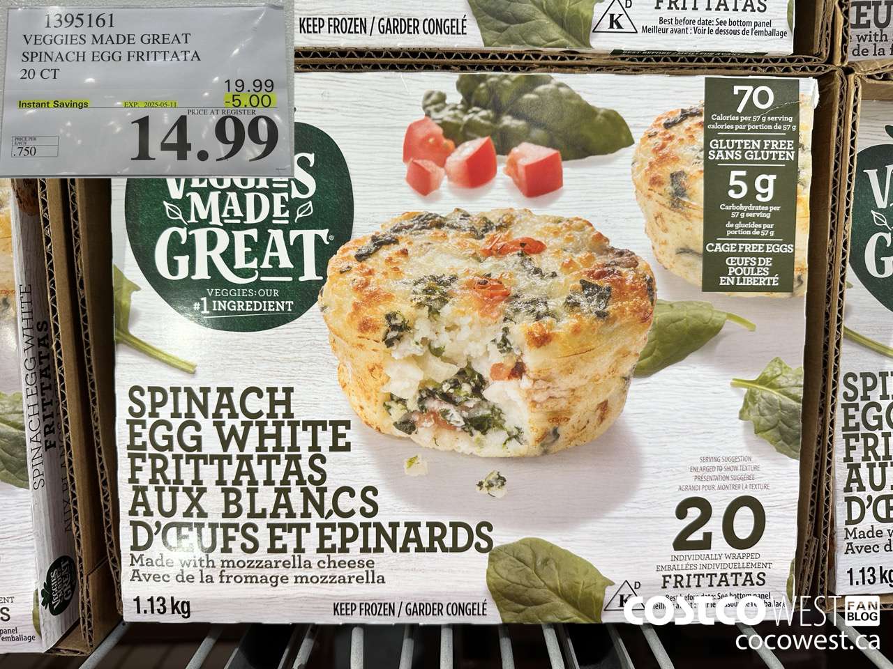 1395161 VEGGIES MADE GREAT SPINACH EGG FRITTATA 20 PK ($5.00 INSTANT SAVINGS EXPIRES ON 2025-05-11) $14.99