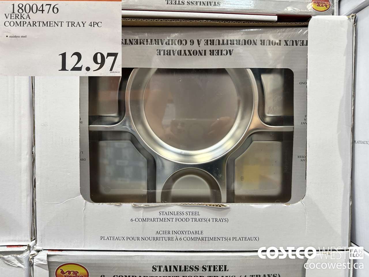 1800476 VERKA COMPARTMENT TRAY 4 PC $12.97