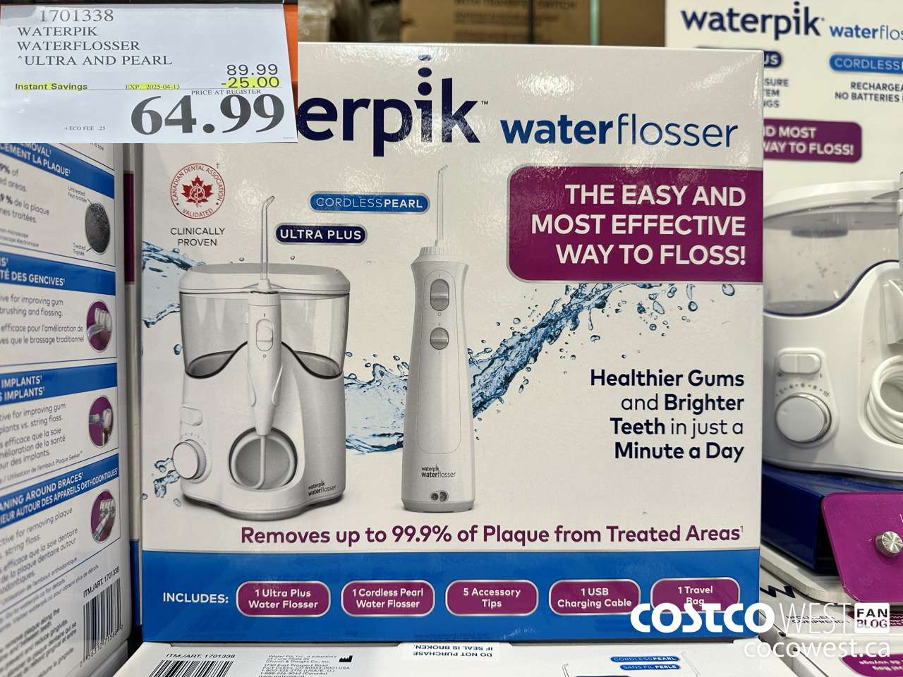 1701338 WATERPIK WATERFLOSSER ULTRA AND PEARL ($25.00 INSTANT SAVINGS EXPIRES ON 2025-04-13) $64.99