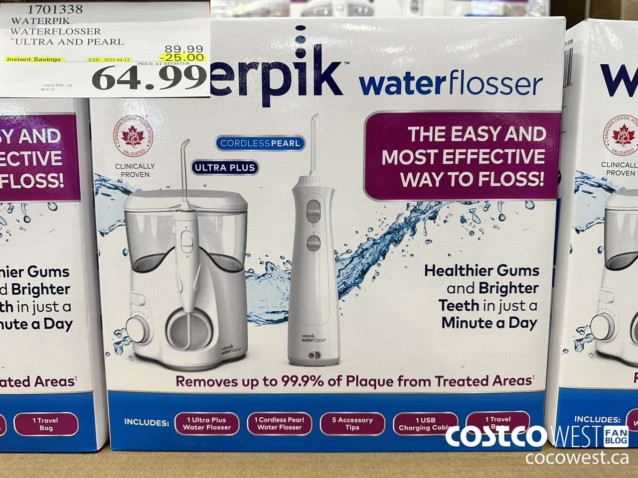 1701338 WATERPIK WATERFLOSSER ULTRA AND PEARL ($25.00 INSTANT SAVINGS EXPIRES ON 2025-04-13) $64.99