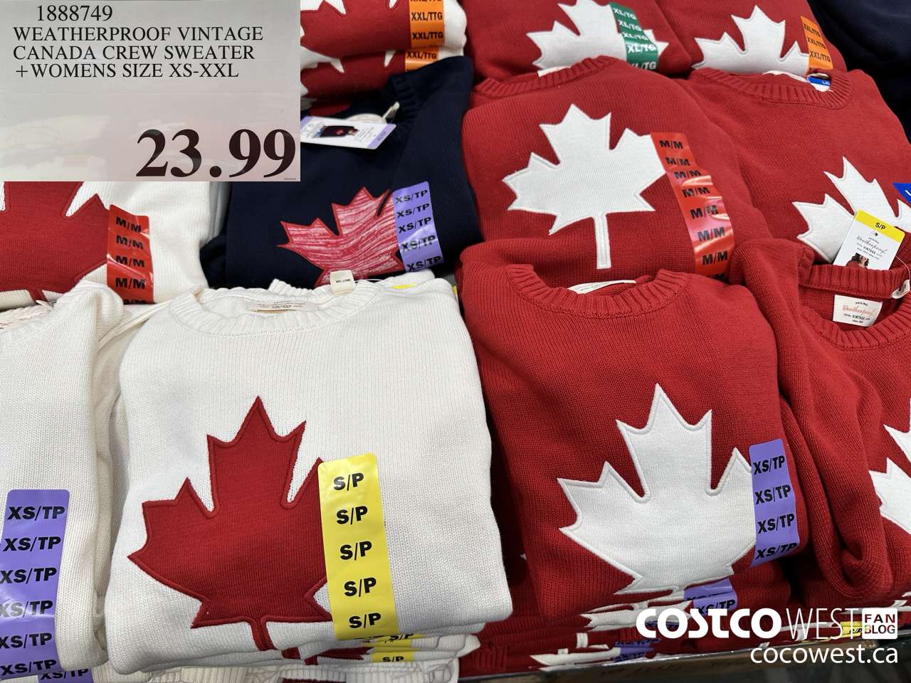 1888749 WEATHERPROOF VINTAGE CANADA CREW SWEATER WOMENS SIZES XS-XXL $23.99