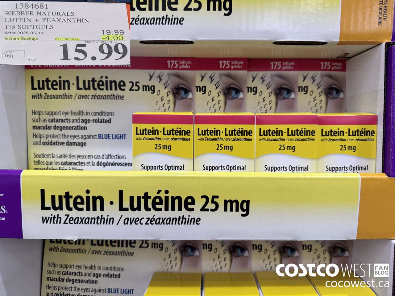 1384681 WEBBER LUTEIN 25 MG 175 SOFTGELS ($4.00 INSTANT SAVINGS EXPIRES ON 2025-05-11) $15.99