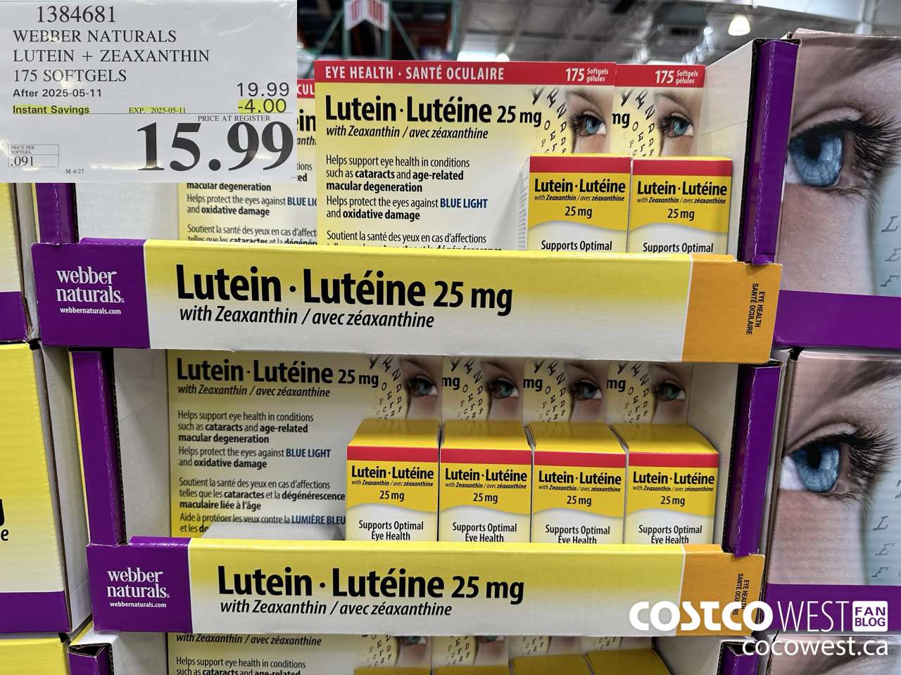 1384681 WEBBER LUTEIN 25 MG 175 SOFTGELS ($4.00 INSTANT SAVINGS EXPIRES ON 2025-05-11) $15.99