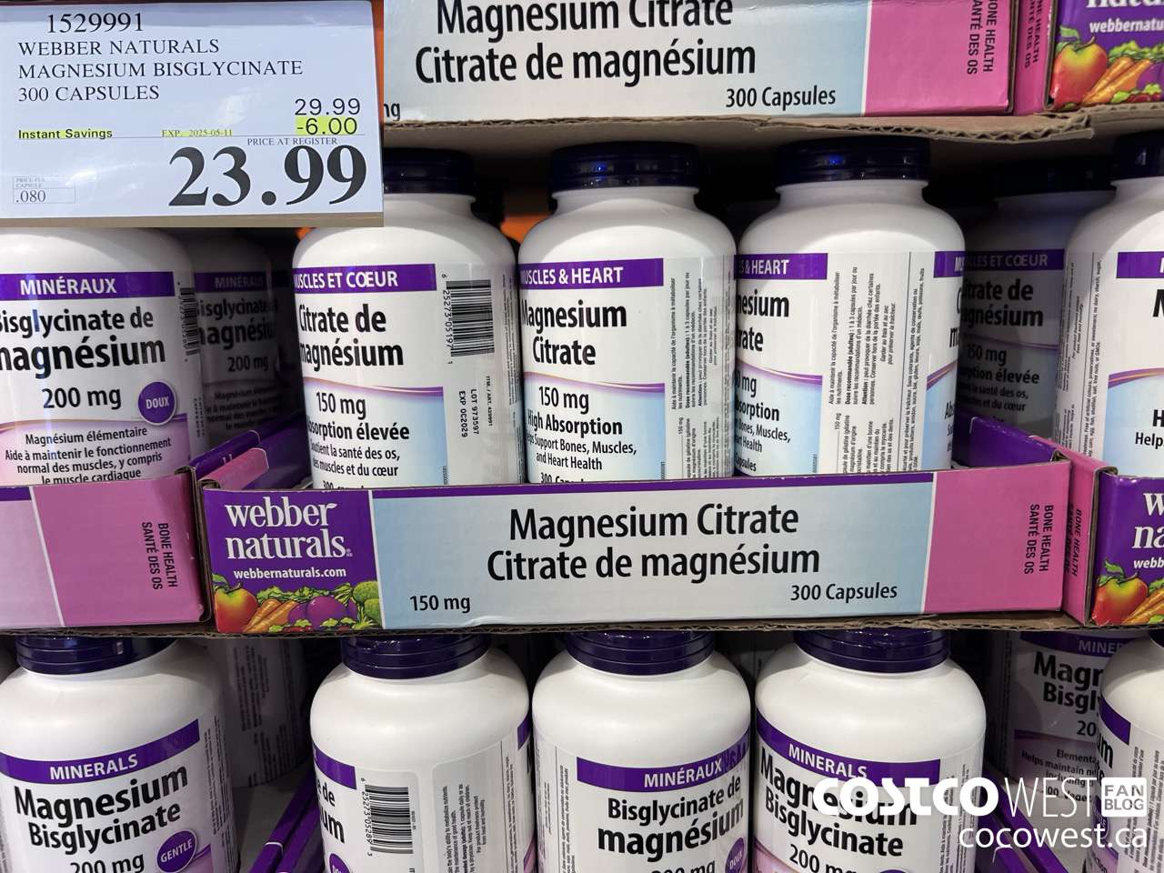 1529991 WEBBER NATURALS MAGNESIUM BISGLYCINATE 200MG 300 CAPSULES ($6.00 INSTANT SAVINGS EXPIRES ON 2025-05-11) $23.99