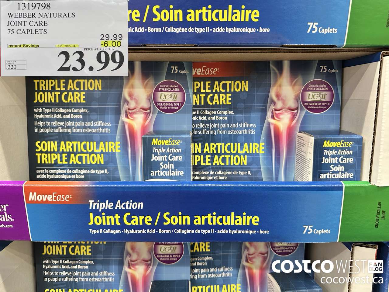 1319798 WEBBER NATURALS MOVEEASE TRIPLE ACTION JOINT 75 CAPLETS ($6.00 INSTANT SAVINGS EXPIRES ON 2025-04-13) $23.99