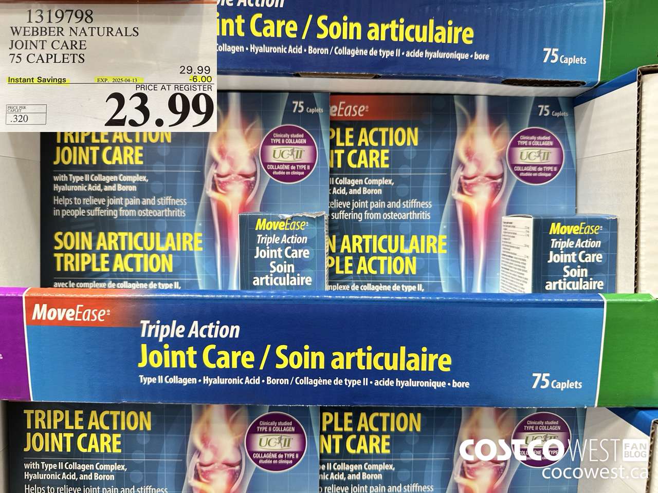 1319798 WEBBER NATURALS MOVEEASE TRIPLE ACTION JOINT 75 CAPLETS ($6.00 INSTANT SAVINGS EXPIRES ON 2025-04-13) $23.99