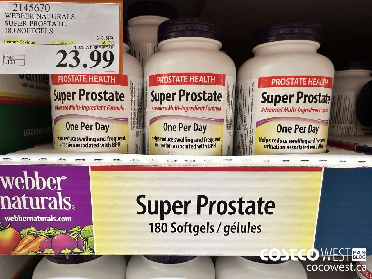 2145670 WEBBER NATURALS SUPER PROSTATE ADVANCED FORMULA 180 SOFTGELS ($6.00 INSTANT SAVINGS EXPIRES ON 2025-05-11) $23.99