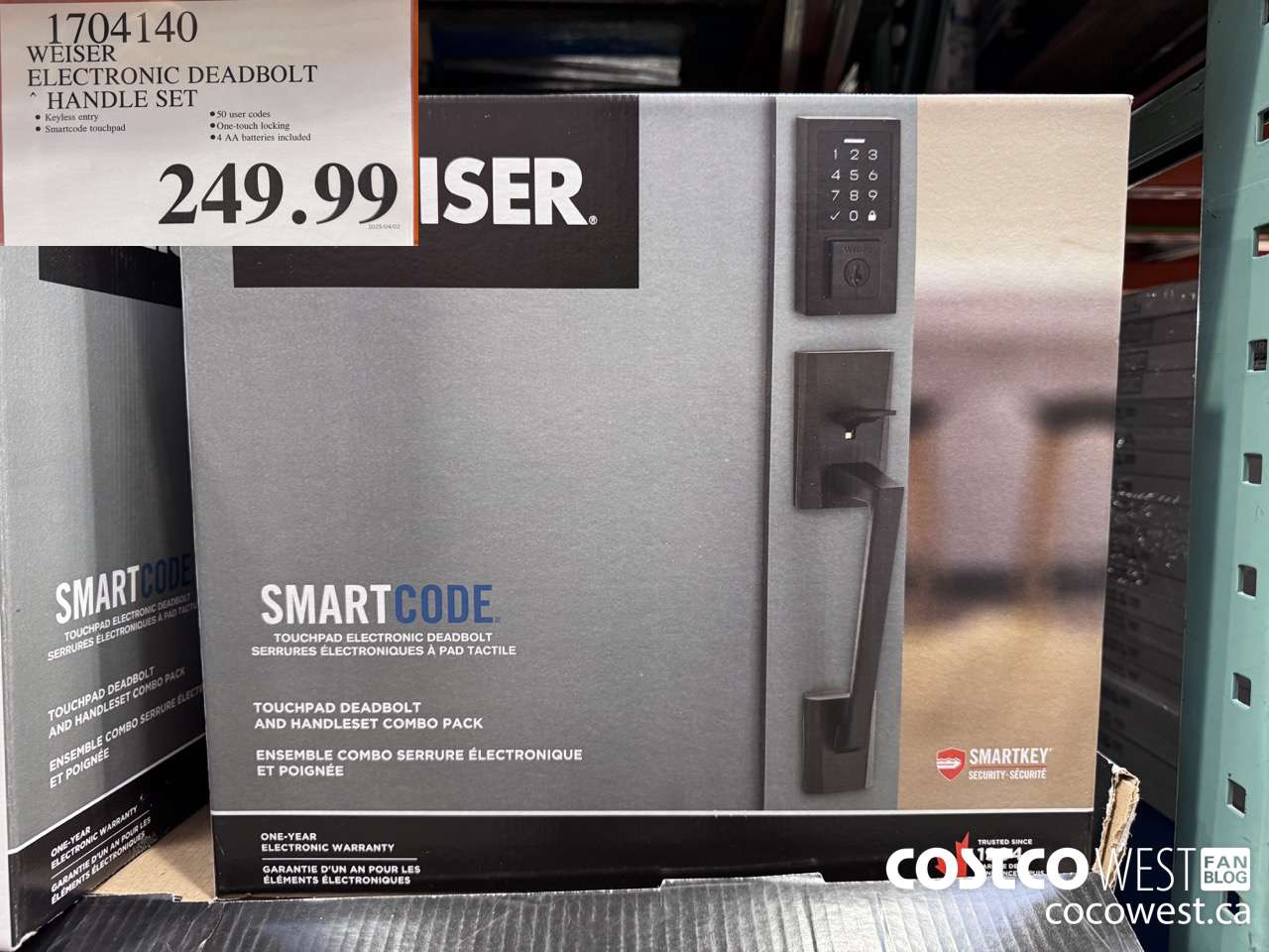 1704140 WEISER ELECTRONIC DEADBOLT HANDLE SET $249.99