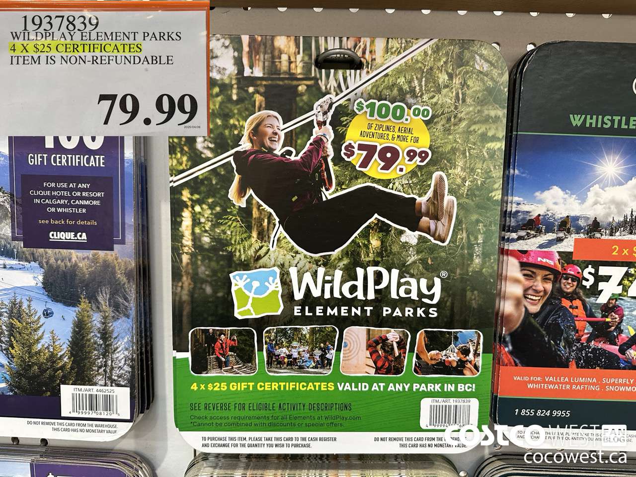 1937839 WILDPAY ELEMENT PARKS 4 X $25 CERTIFICATES ITEM IS NON-REFUNDABLE $79.99