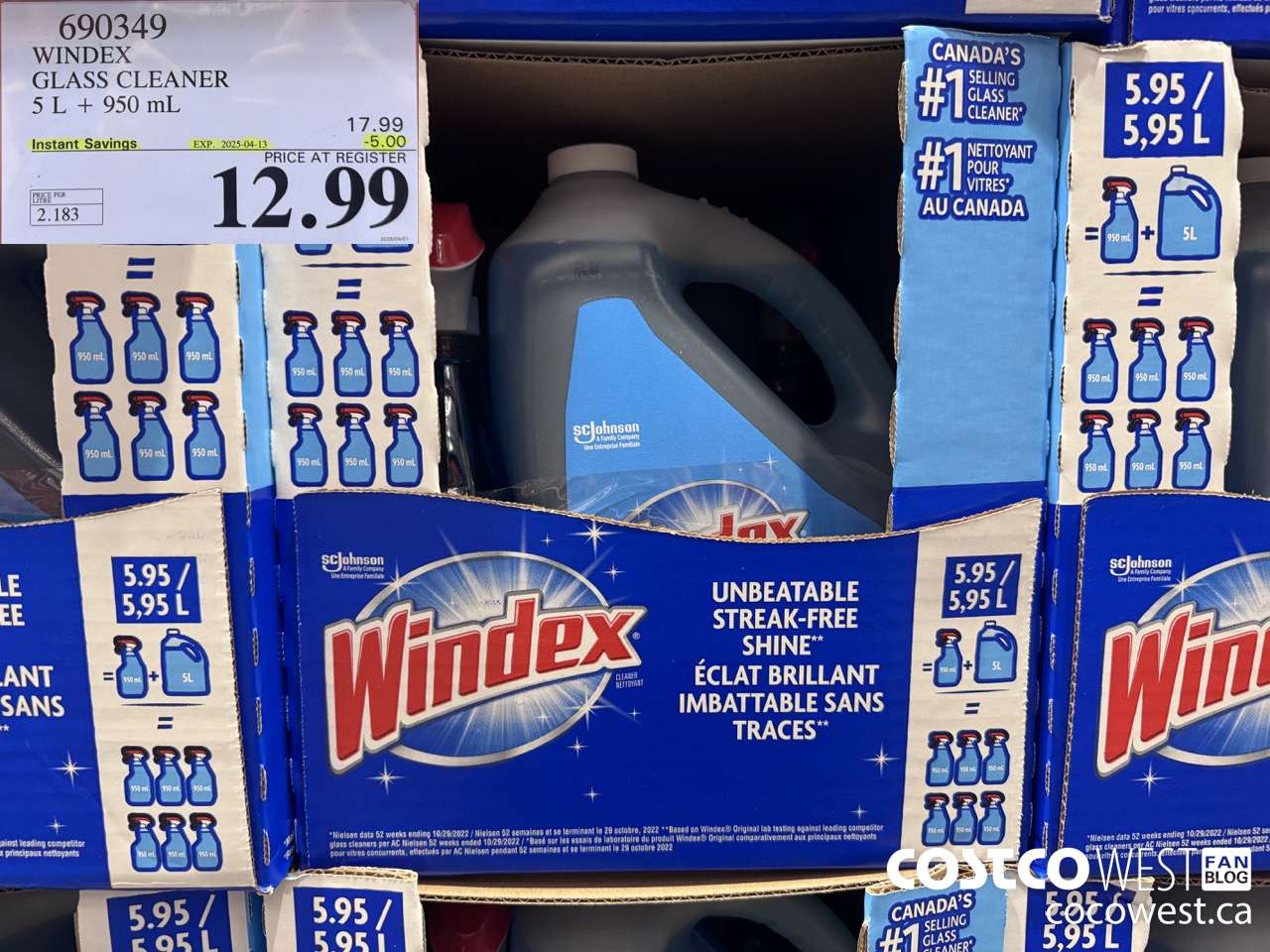 690349 WINDEX GLASS CLEANER 5L + 950ML ($5.00 INSTANT SAVINGS EXPIRES ON 2025-04-13) $12.99
