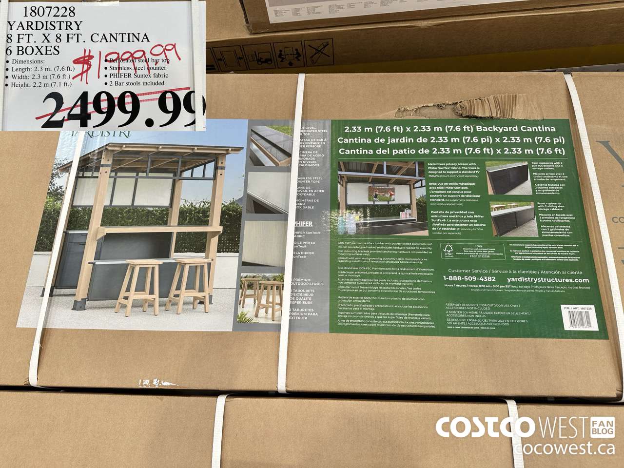 1807228 YARDISTRY 8 FT. X 8 FT. CANTINA 6 BOXES  $1999.99