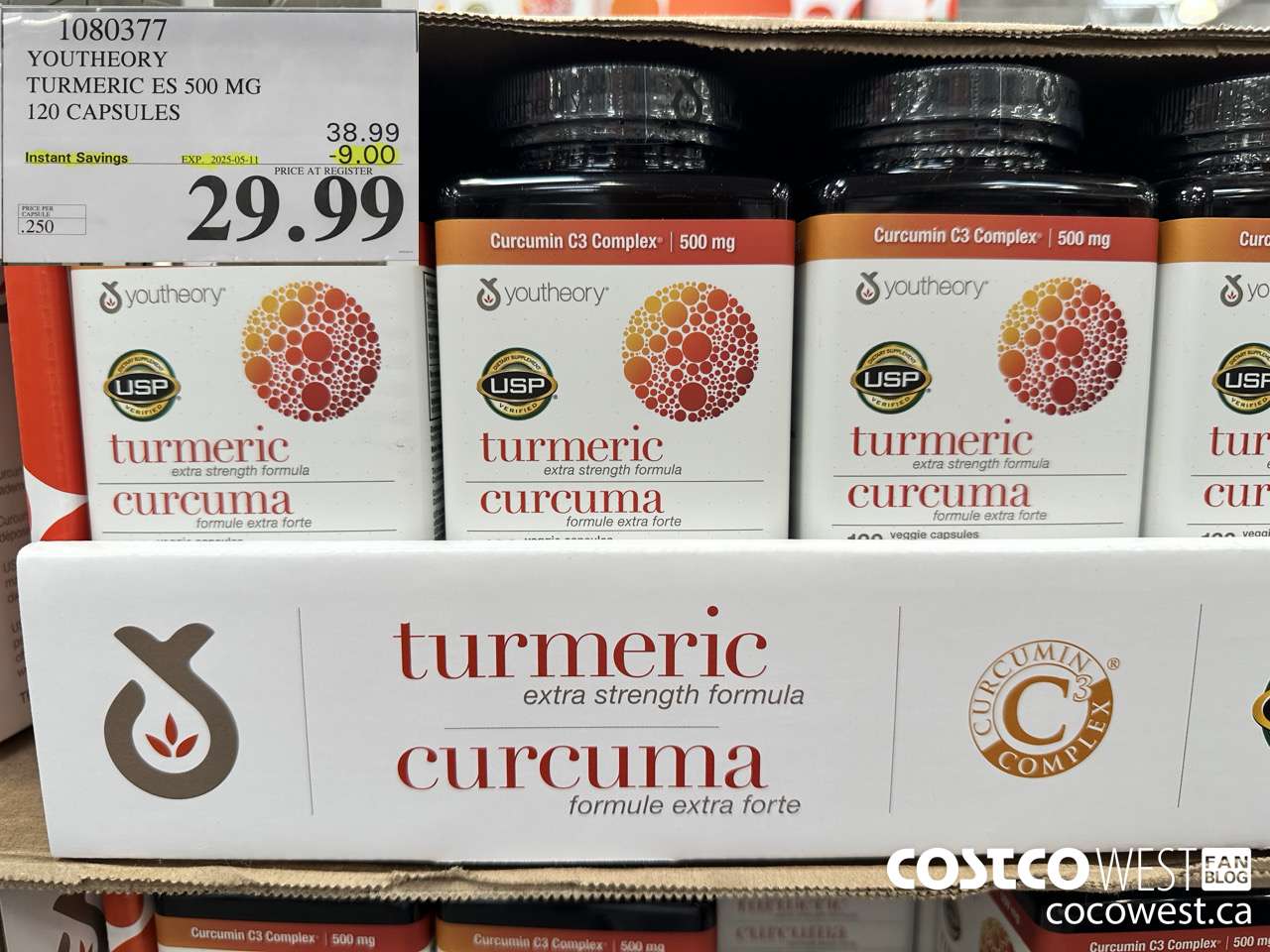 1080377 YOUTHEORY TURMERIC ES 120 VEGGIE CAPSULES ($9.00 INSTANT SAVINGS EXPIRES ON 2025-05-11) $29.99