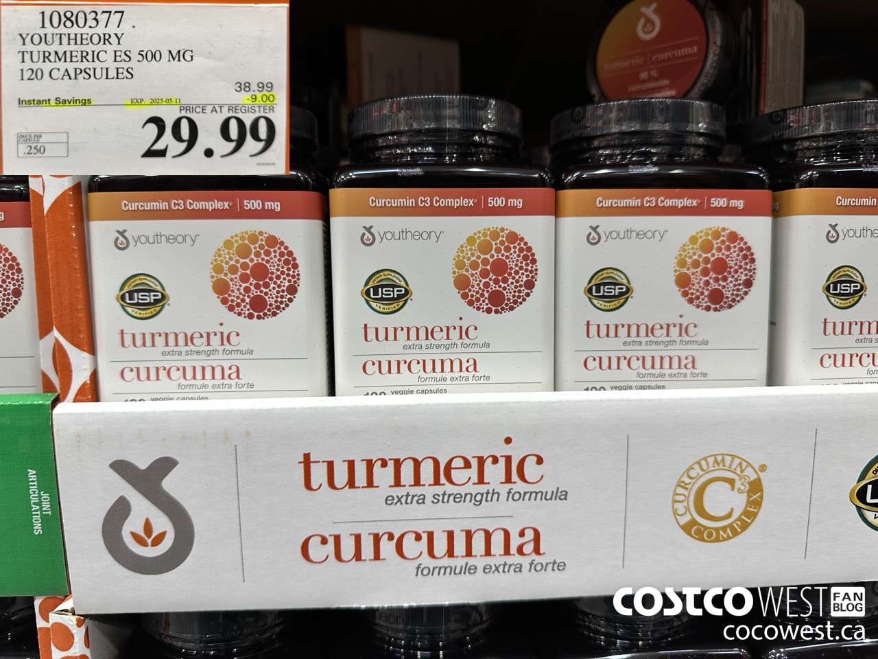 1080377 YOUTHEORY TURMERIC ES 120 VEGGIE CAPSULES ($9.00 INSTANT SAVINGS EXPIRES ON 2025-05-11) $29.99