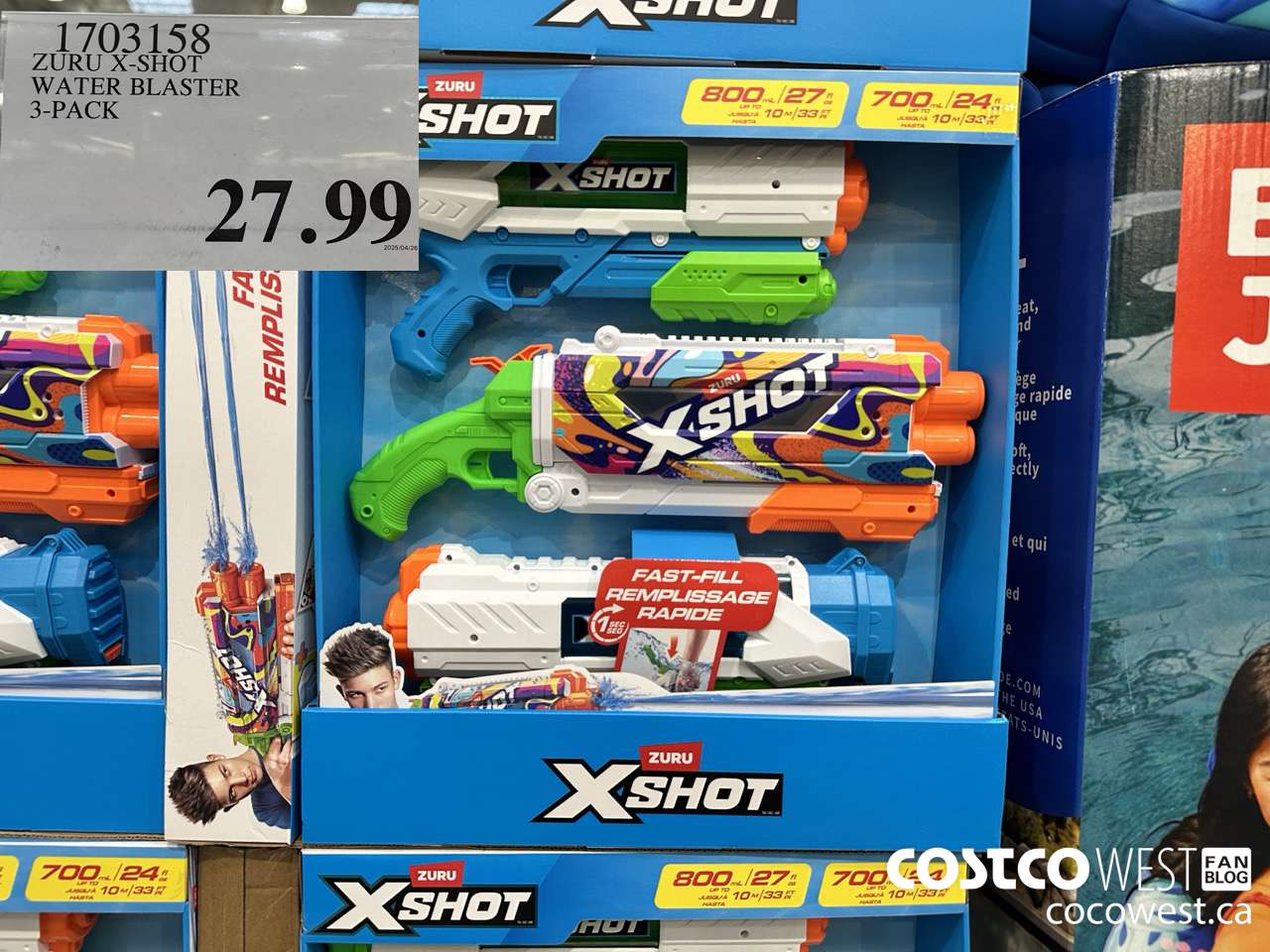 1703158 ZURU X-SHOT WATER BLASTER 3 PACK  $27.99