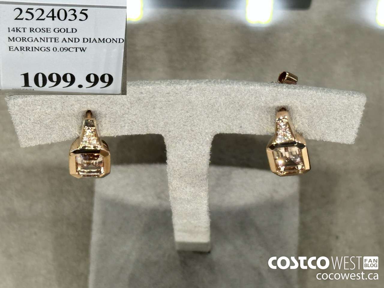 2524035 14KT ROSE GOLD MORGANITE AND DIAMOND EARRINGS 0.09CTW $1099.99