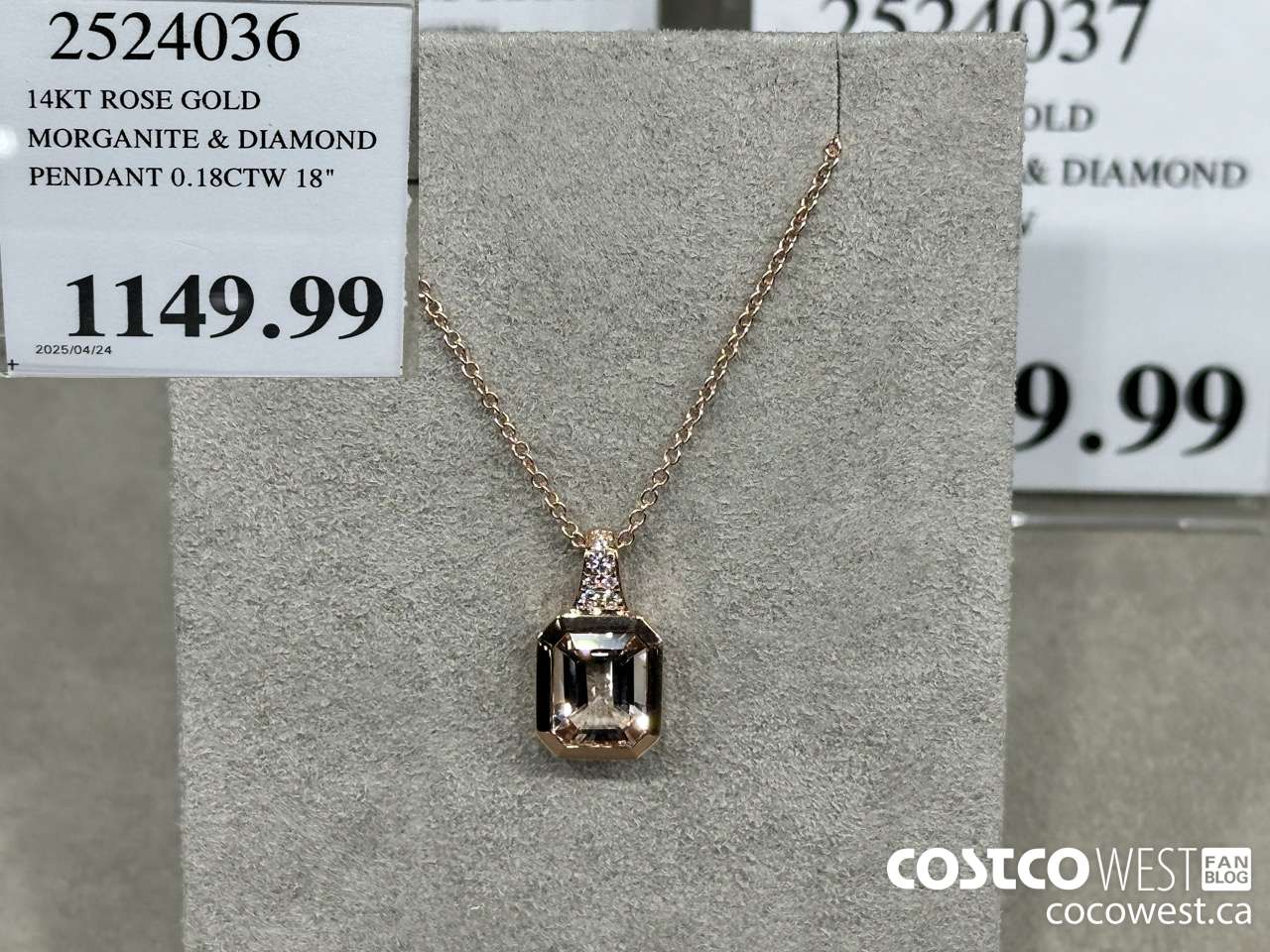 2524036 14KT ROSE GOLD MORGANITE & DIAMOND PENDANT 0.18CTW 18