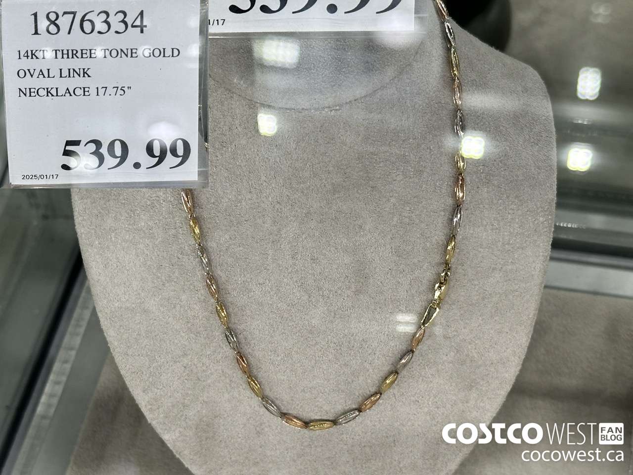 1876334 14KT THREE TONE GOLD OVAL LINK NECKLACE 17.75