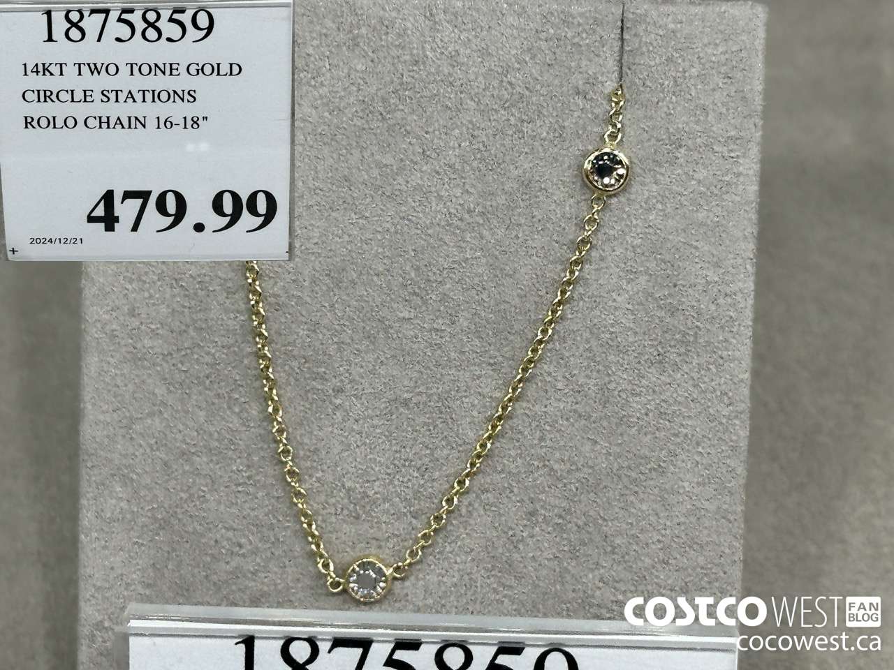 1875859 14KT TWO TONE GOLD CIRCLE STATIONS ROLO CHAIN 16-18
