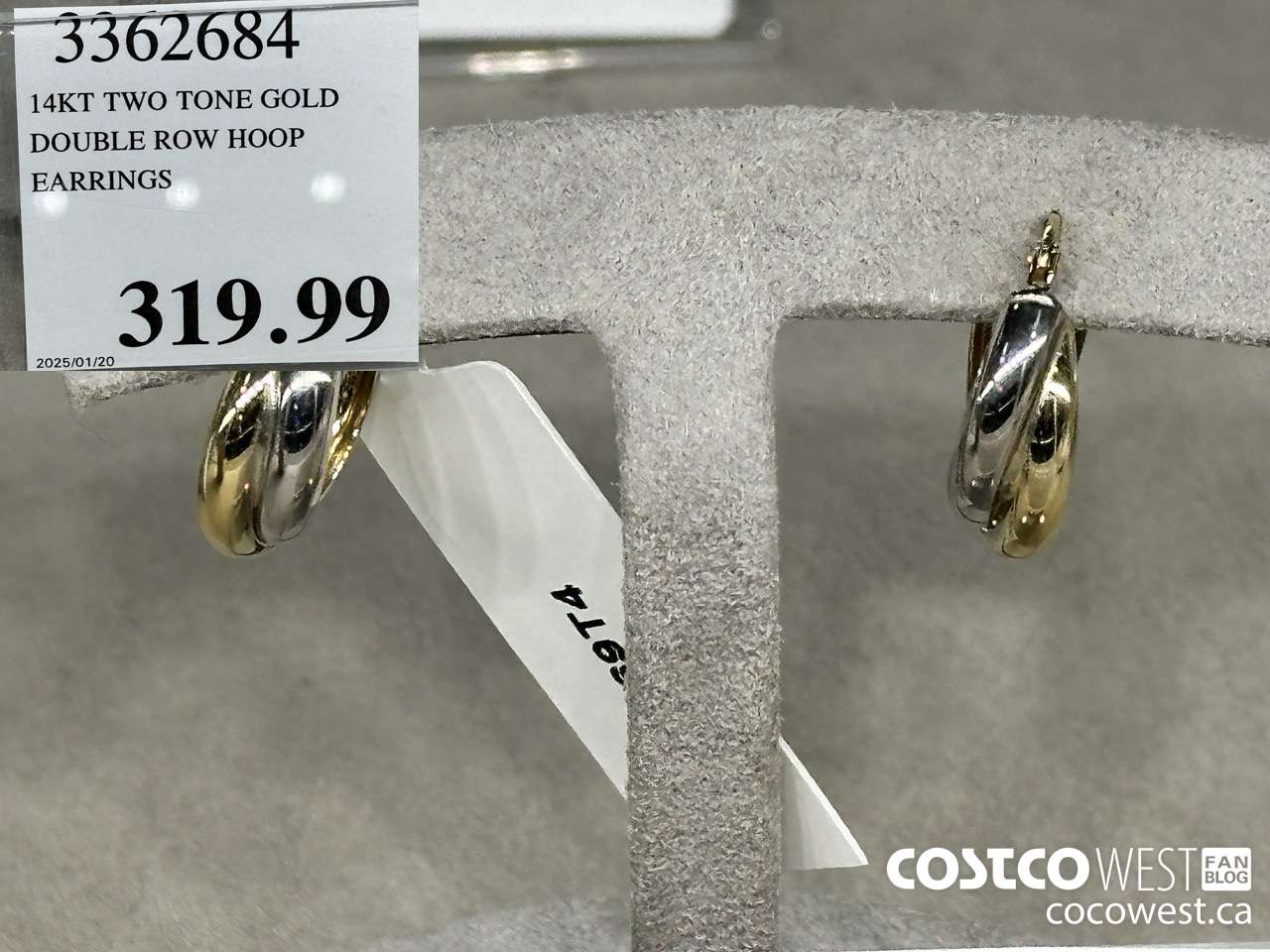 3362684 14KT TWO TONE GOLD DOUBLE ROW HOOP EARRINGS $319.99