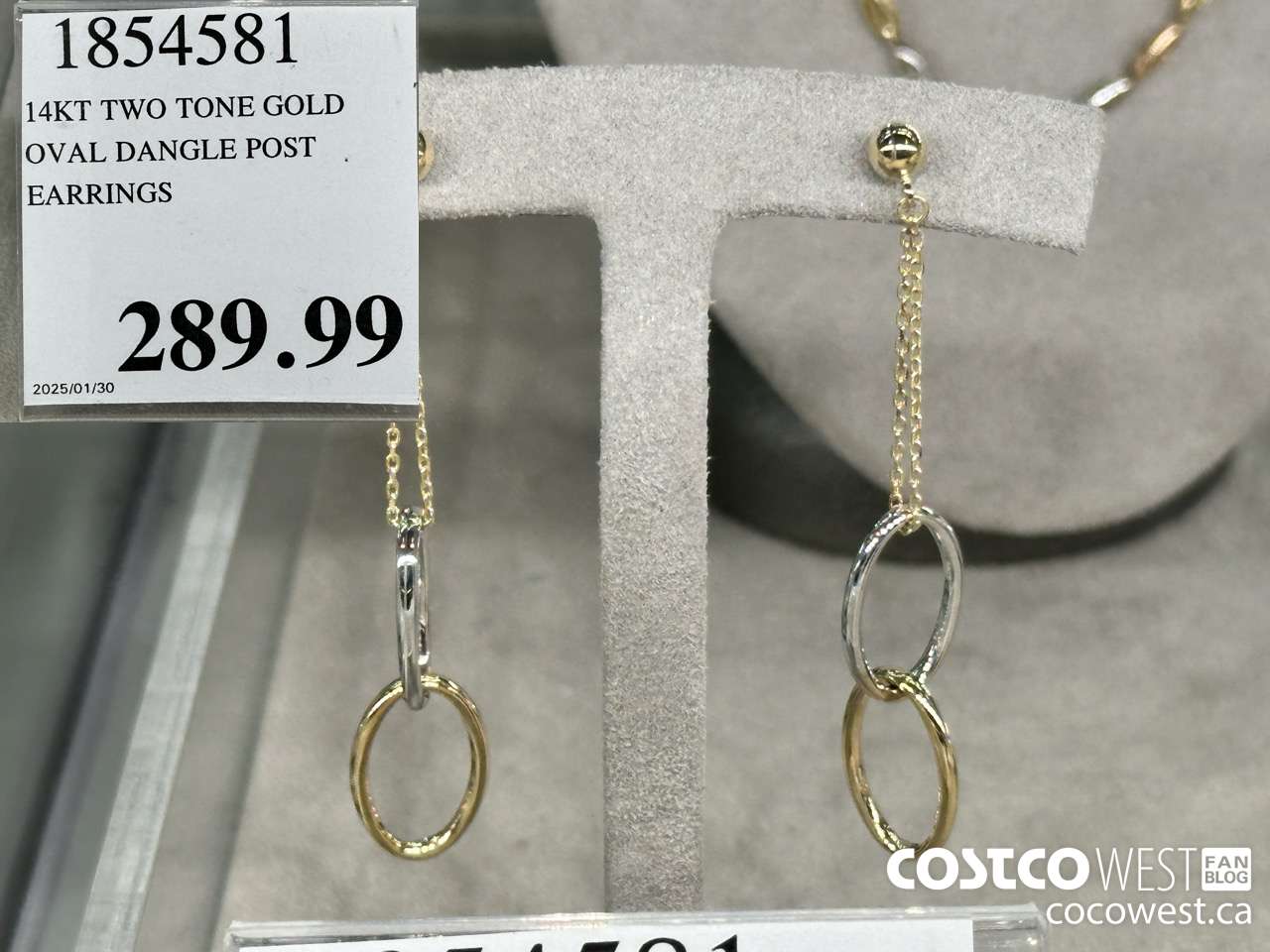 1854581 14KT TWO TONE GOLD OVAL DANGLE POST EARRINGS $289.99