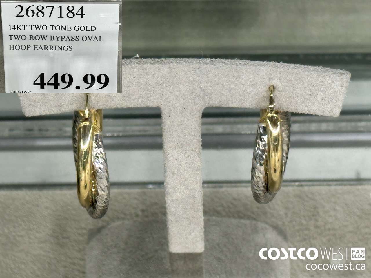 2687184 14KT TWO TONE GOLD TWO ROW BYPASS OVAL HOOP EARRINGS $449.99